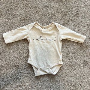 Colored Organics 0-3 Oatmeal Unisex Loved Cotton Bodysuit